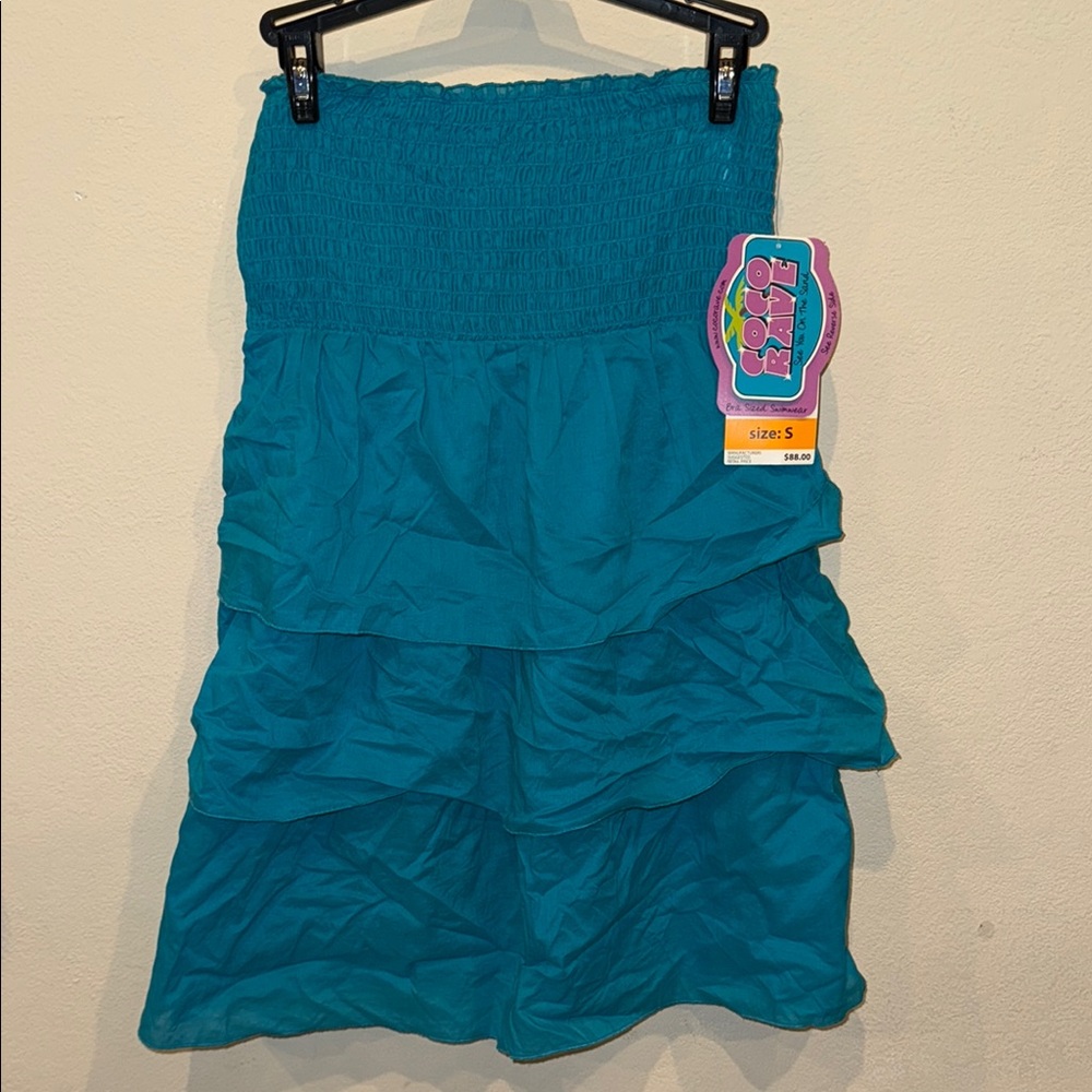 NWT Coco Rave smocked cover up convertible dress skirt size S 100% cotton